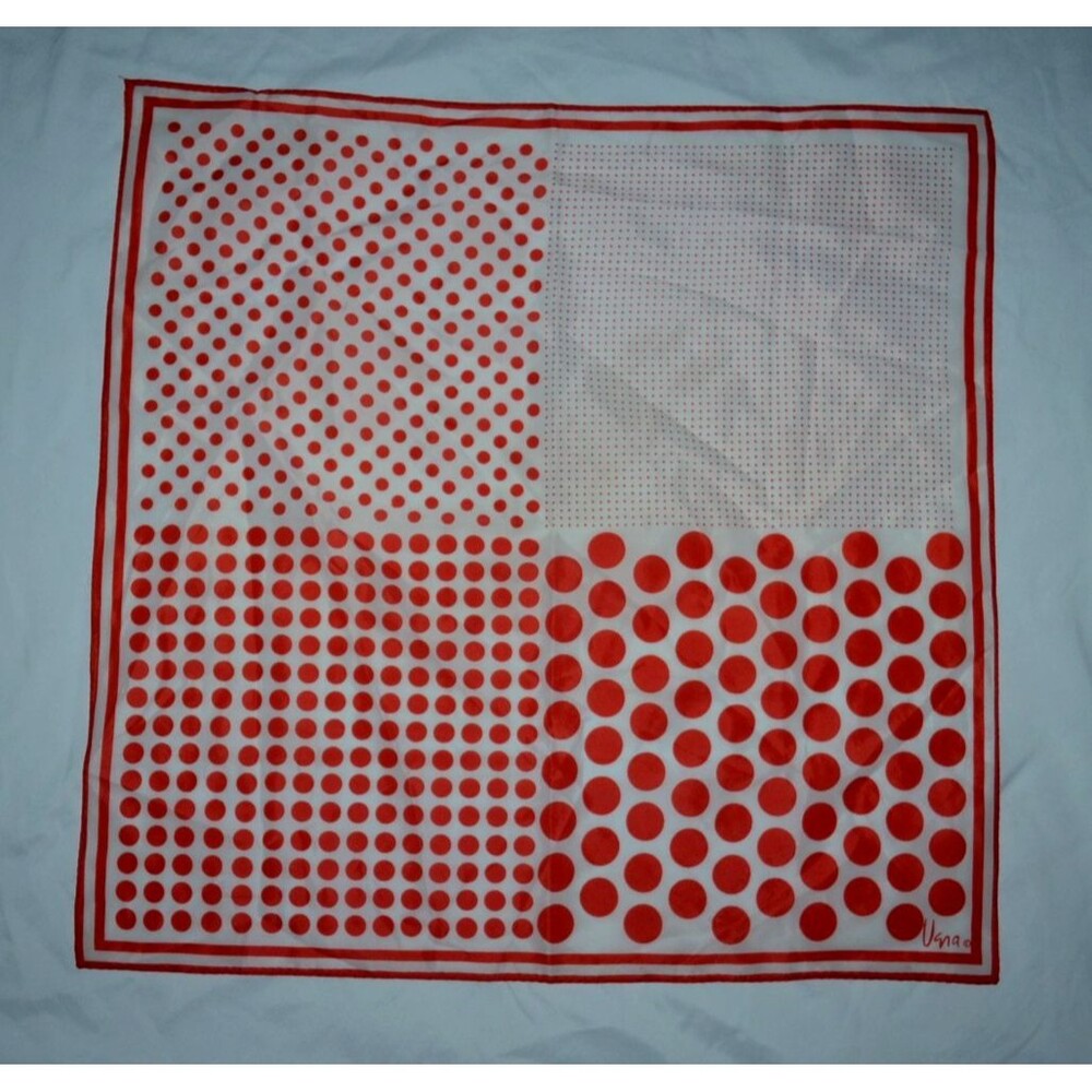 Vintage Vera Neumann Mod Scarf in Red and White Polka Dots Square 21"